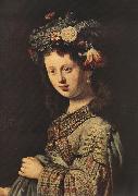 REMBRANDT Harmenszoon van Rijn Saskia as Flora (detail) dh painting